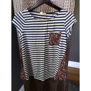 Anthropologie Floral/Striped T-Shirt